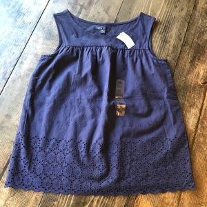 GAP Navy Eyelet Tank Top NWT XXL 14/16